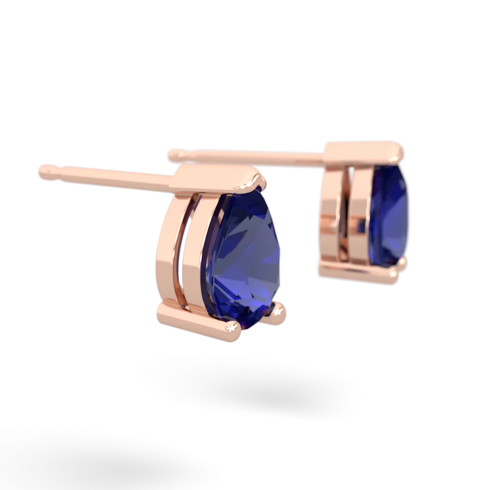 Lab Sapphire Teardrop Stud 14K Rose Gold earrings E1793