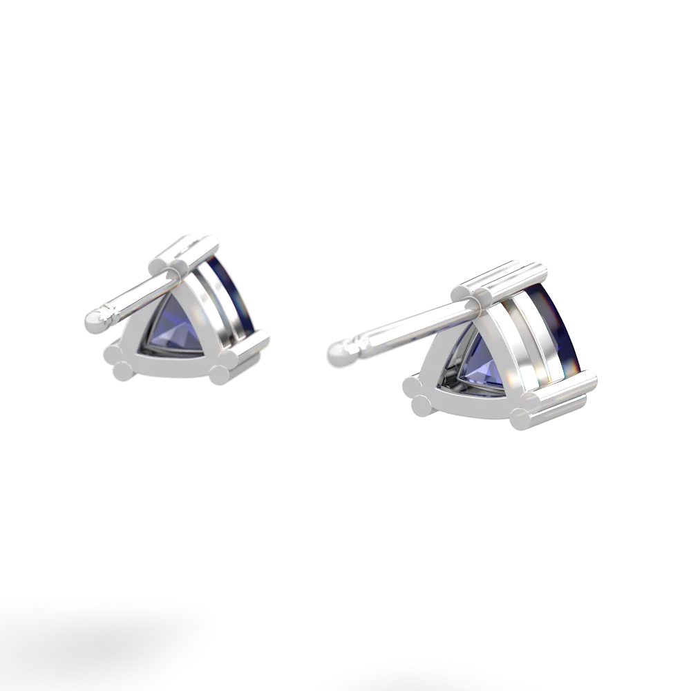 Lab Sapphire 5Mm Trillion Stud 14K White Gold earrings E1858