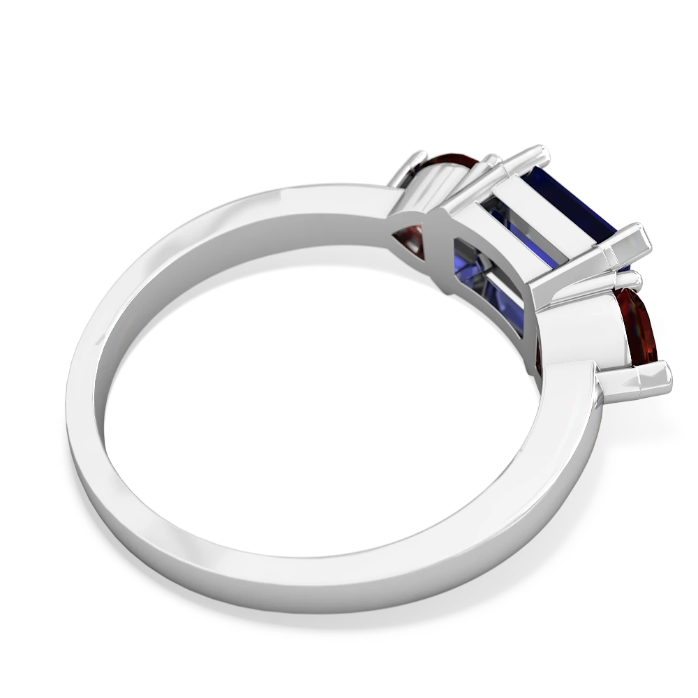 Lab Sapphire Three Stone 14K White Gold ring R5235