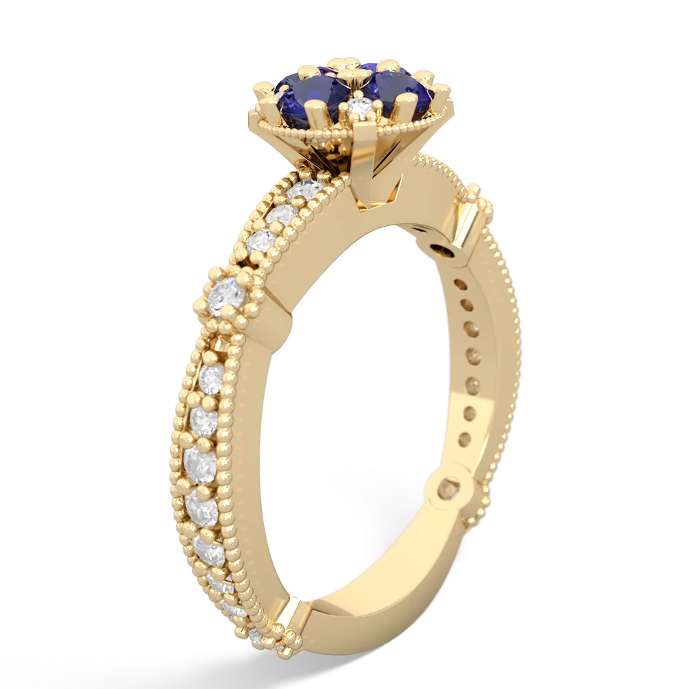 Lab Sapphire Sparkling Tiara Cluster 14K Yellow Gold ring R26293RD