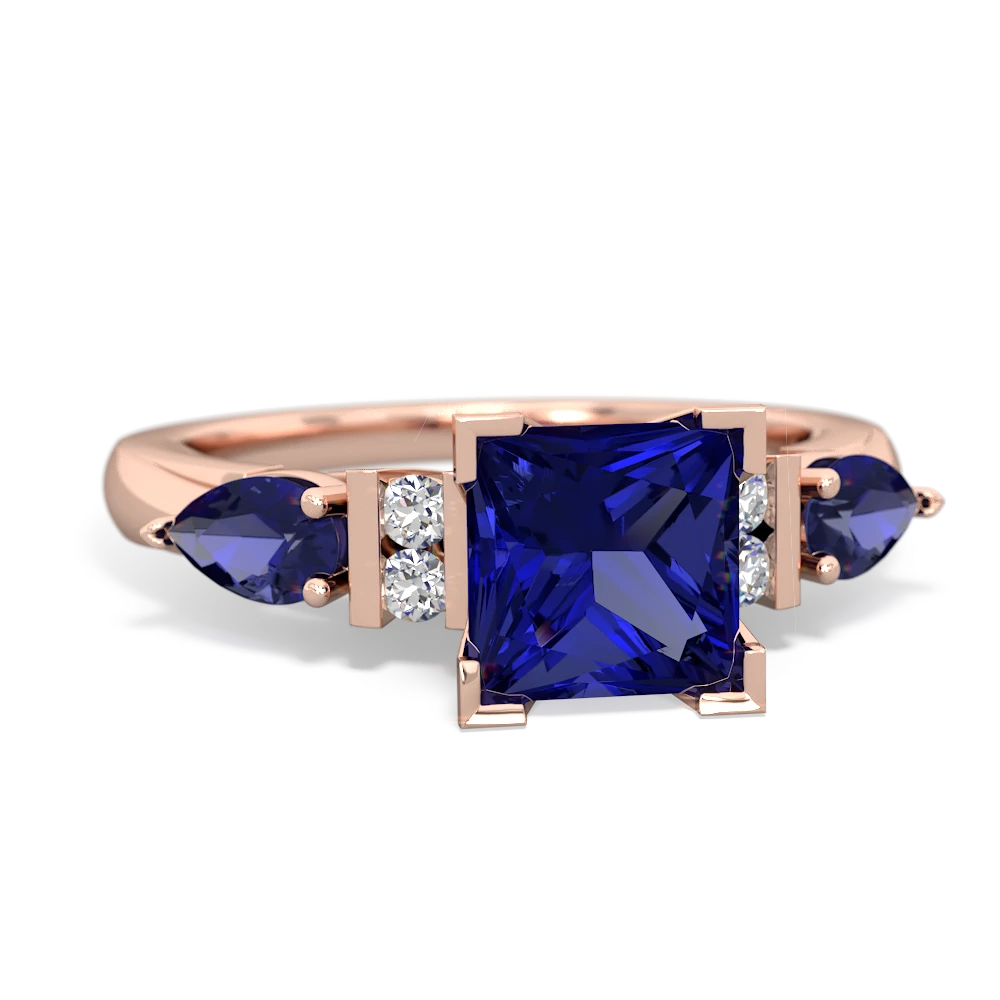 Lab Pink Sapphire 6Mm Princess Eternal Embrace Engagement 14K Rose Gold ring C2002