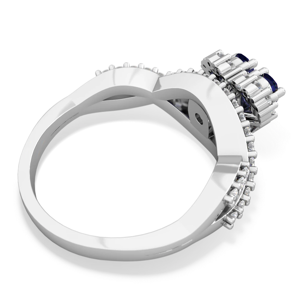 Lab Sapphire Diamond Twist 'One Heart' 14K White Gold ring R2640HRT