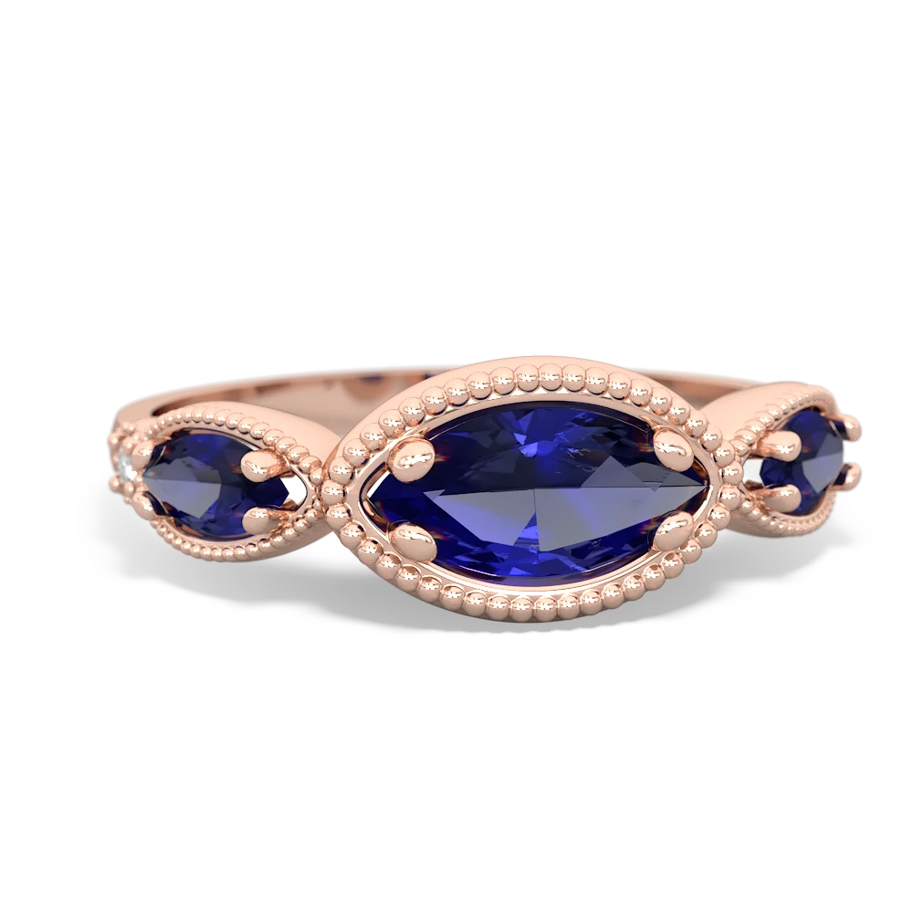 Lab Pink Sapphire Milgrain Marquise 14K Rose Gold ring R5700