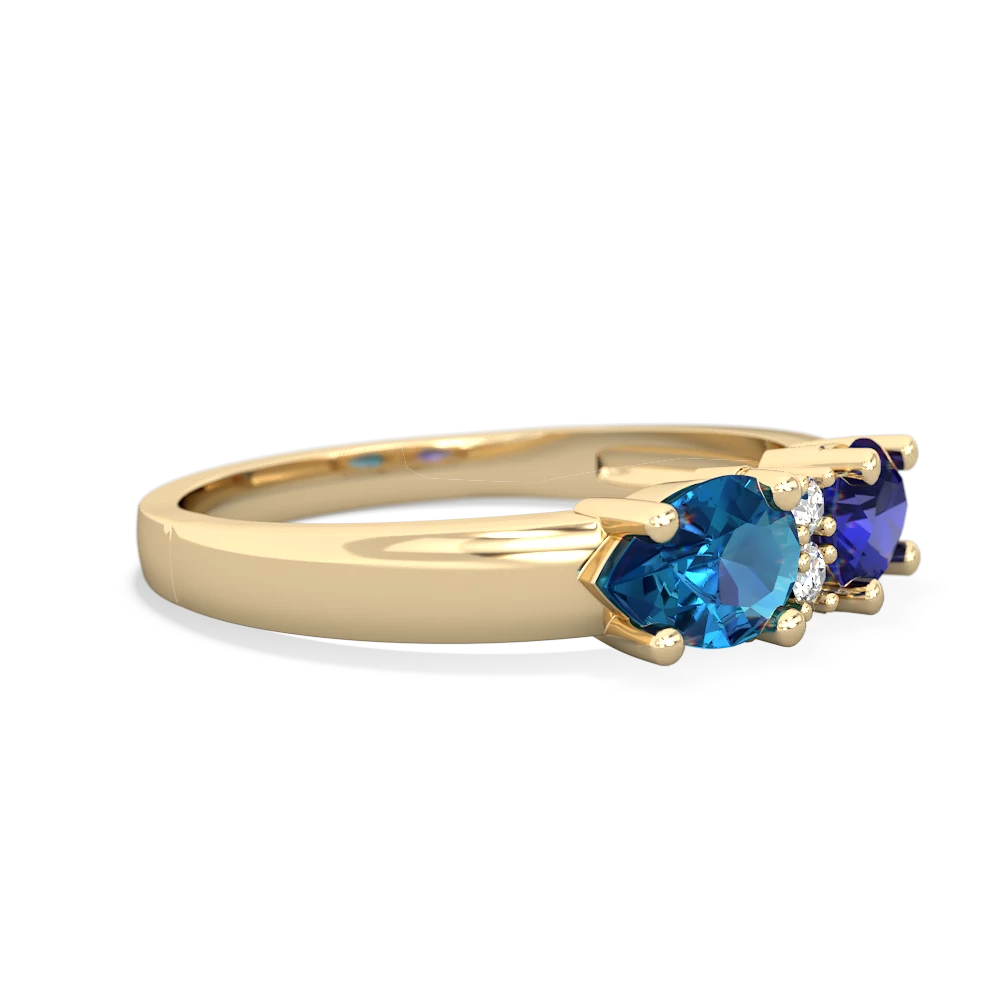 Lab Sapphire Pear Bowtie 14K Yellow Gold ring R0865