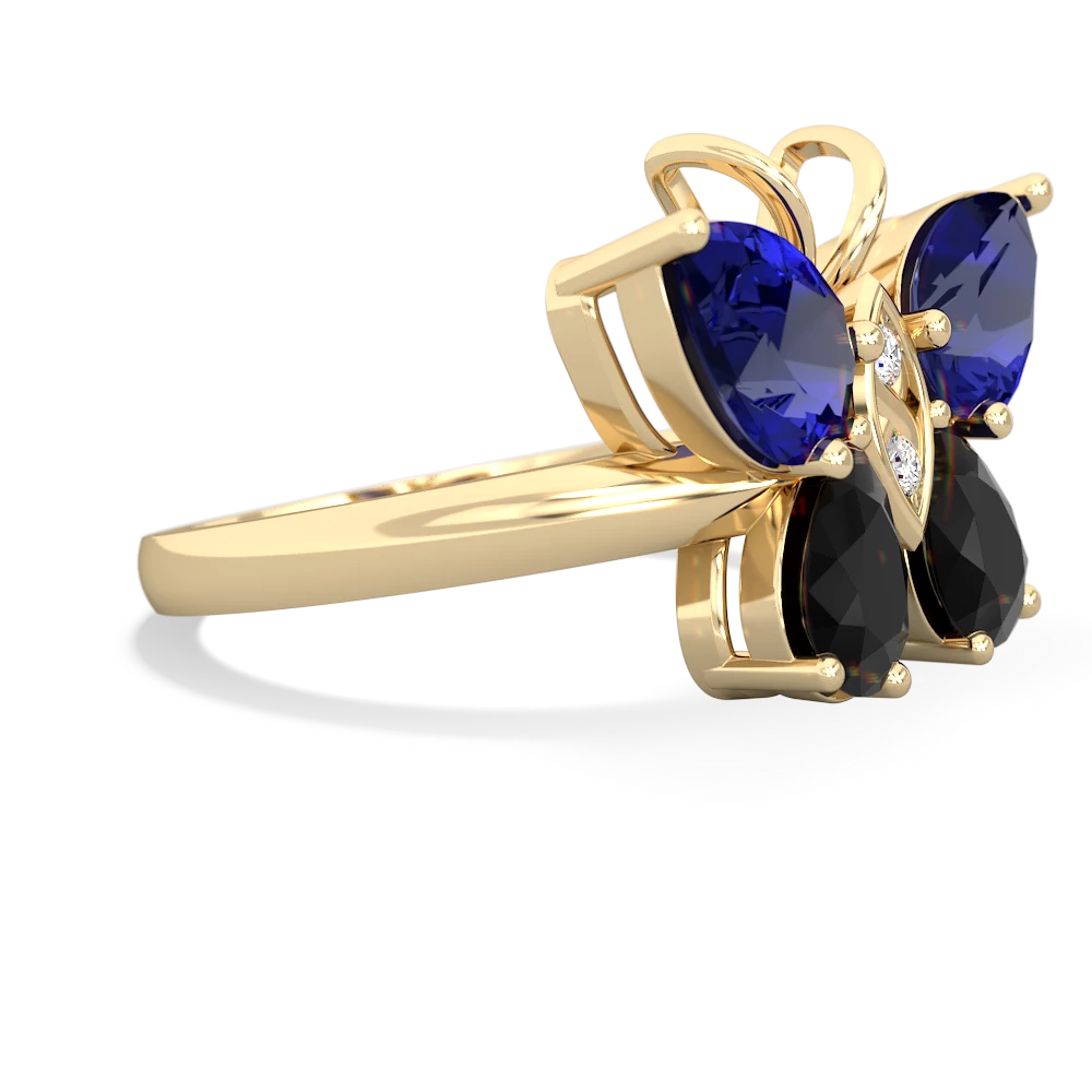 Lab Sapphire Butterfly 14K Yellow Gold ring R2215