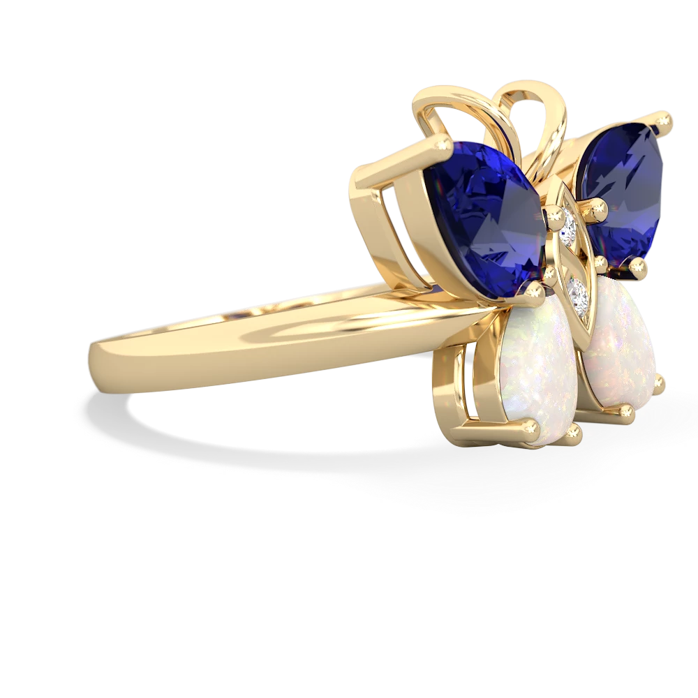 Lab Sapphire Butterfly 14K Yellow Gold ring R2215