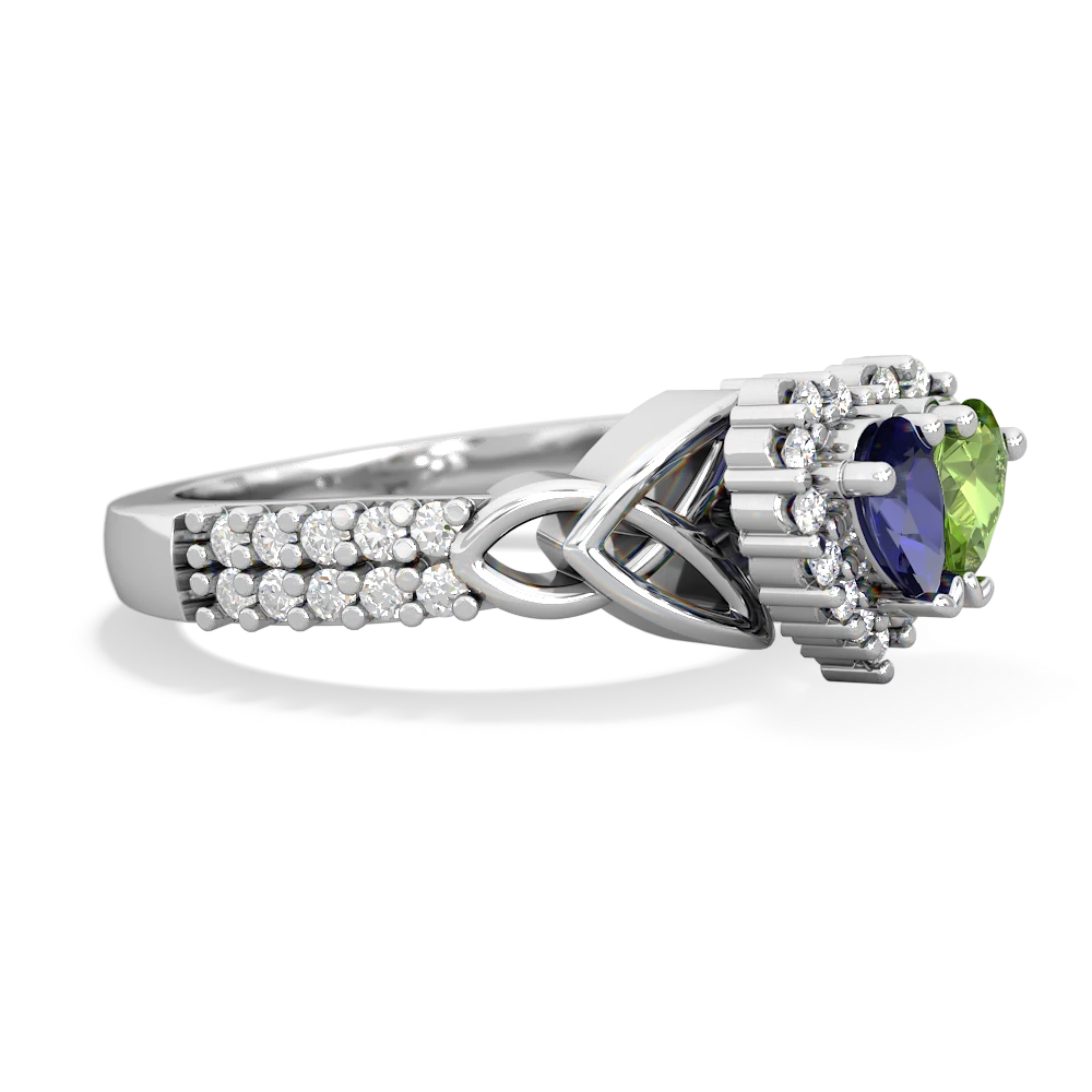Lab Sapphire Celtic Knot Two Hearts As One 14K White Gold ring R2644HRT