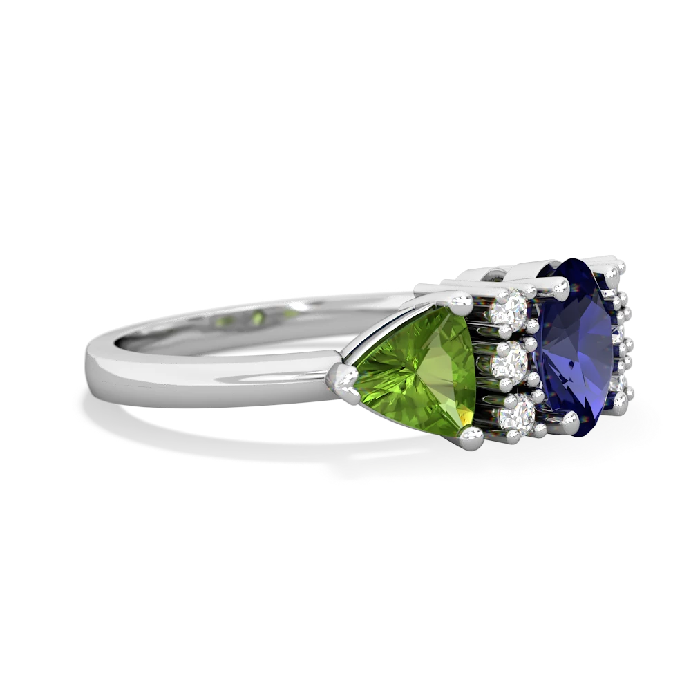 Lab Sapphire Antique Style Three Stone 14K White Gold ring R2186