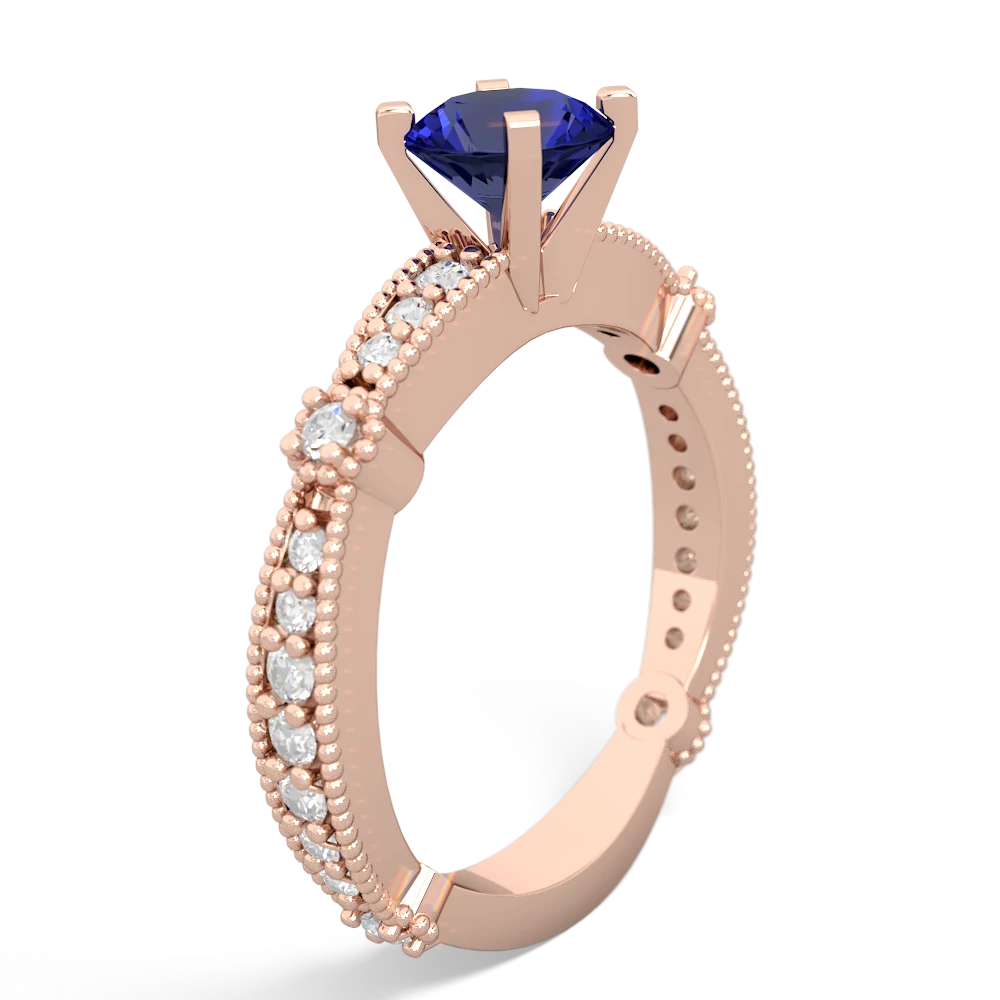 Lab Sapphire Sparkling Tiara 6Mm Round 14K Rose Gold ring R26296RD
