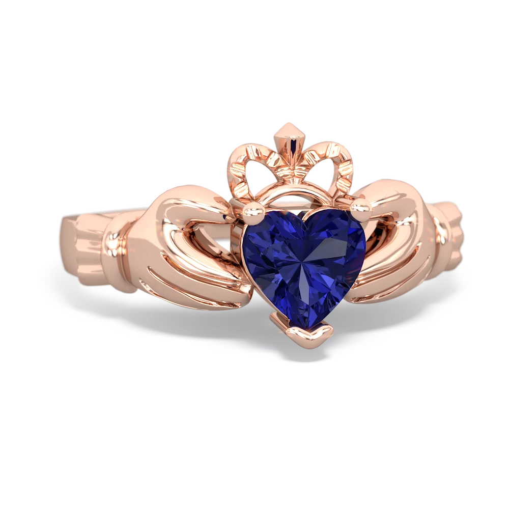 Lab Sapphire Claddagh 14K Rose Gold ring R2370