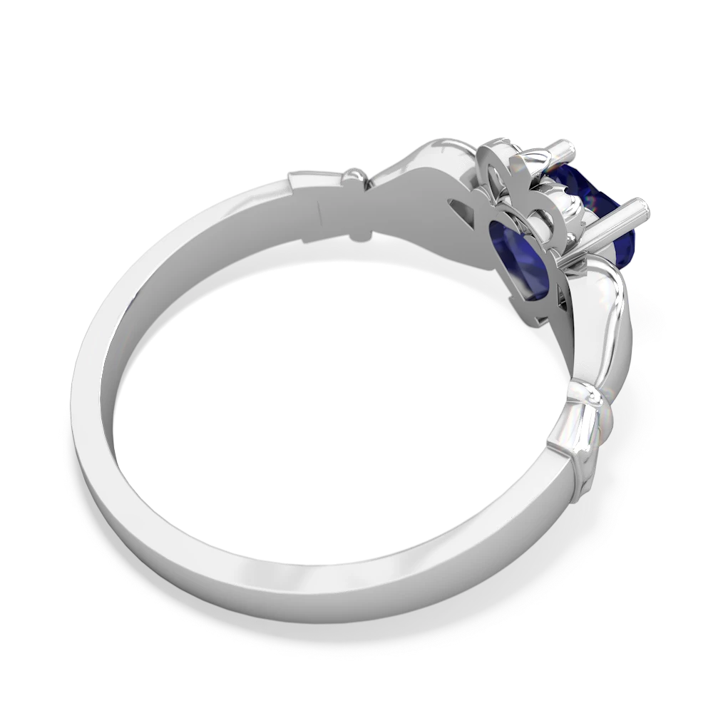 Lab Sapphire Claddagh 14K White Gold ring R2370
