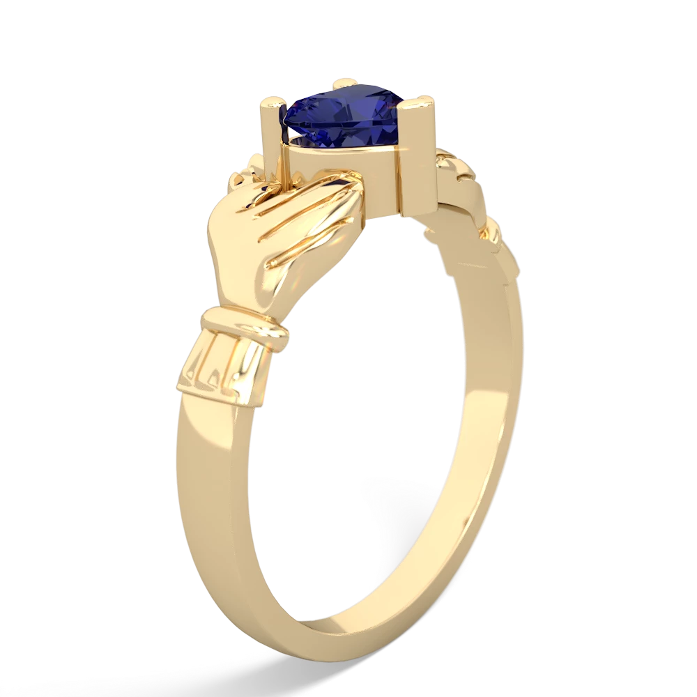 Lab Sapphire Claddagh 14K Yellow Gold ring R2370