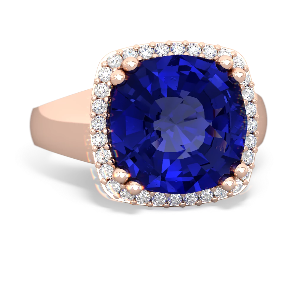 Lab Sapphire Halo Cocktail 14K Rose Gold ring R2544