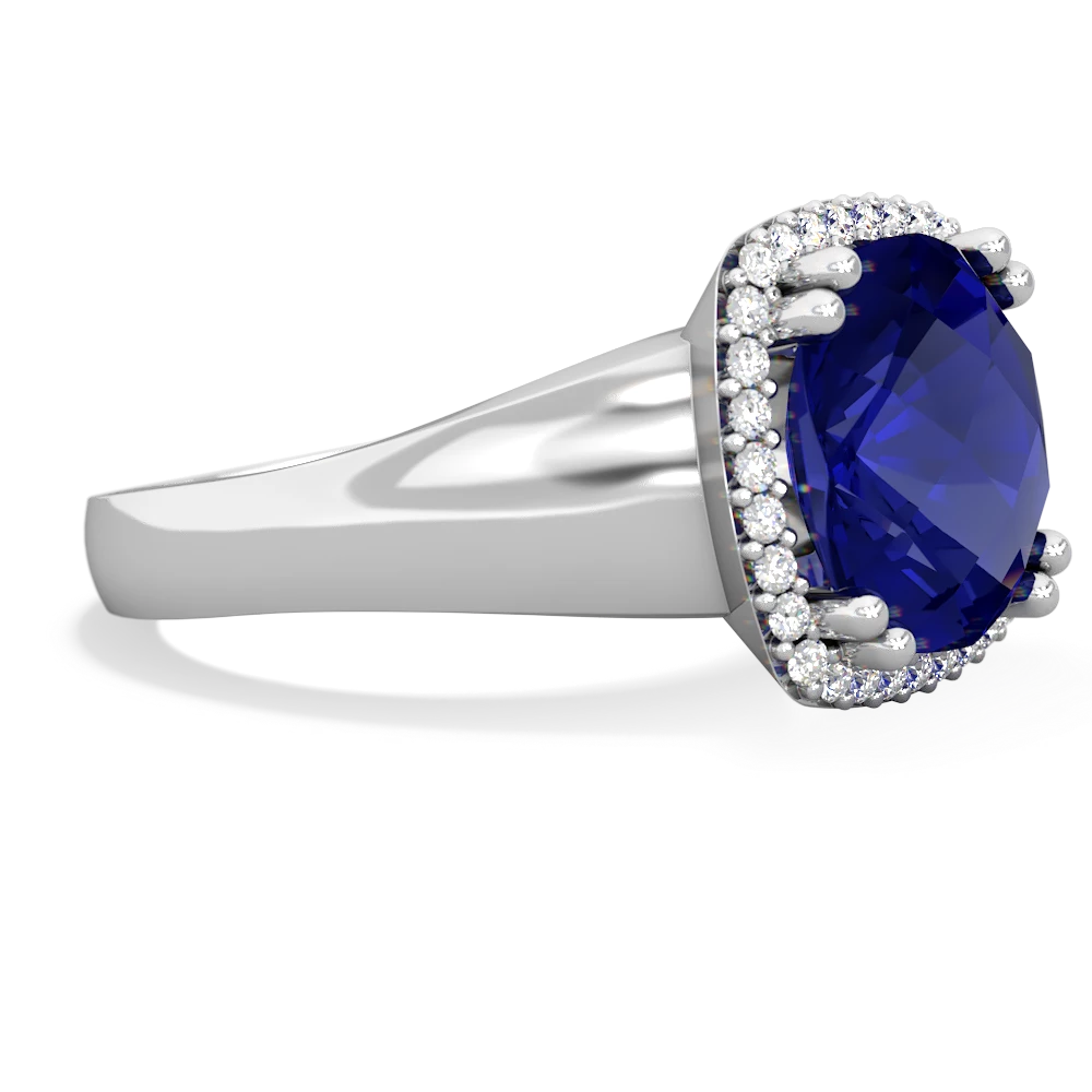 Lab Sapphire Halo Cocktail 14K White Gold ring R2544