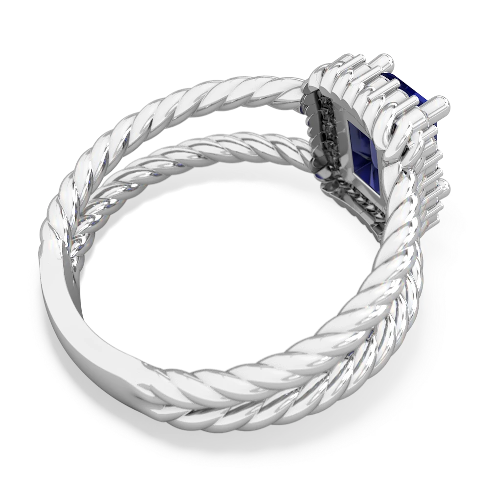 Lab Sapphire Rope Split Band 14K White Gold ring R2628