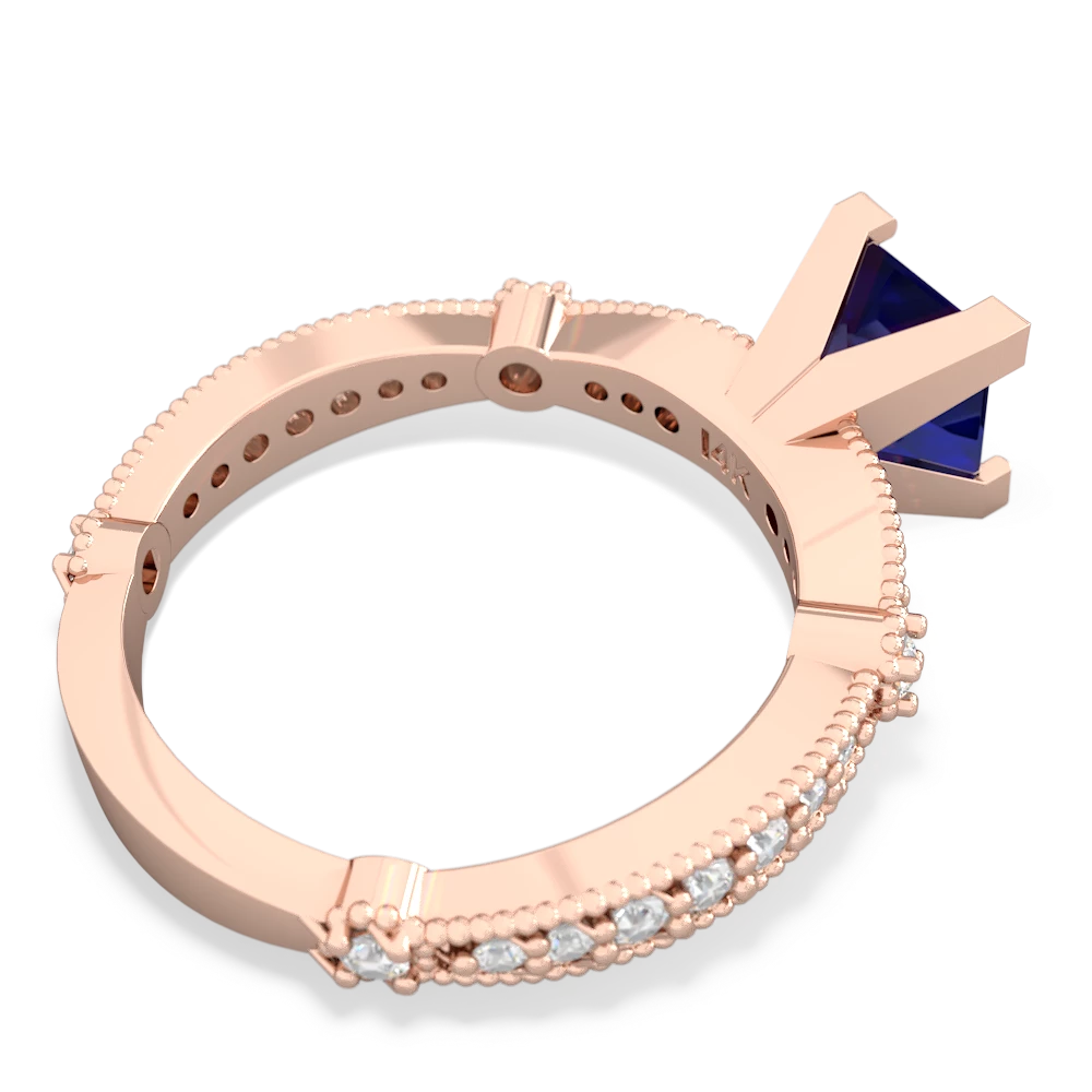 Lab Sapphire Sparkling Tiara 6Mm Princess 14K Rose Gold ring R26296SQ