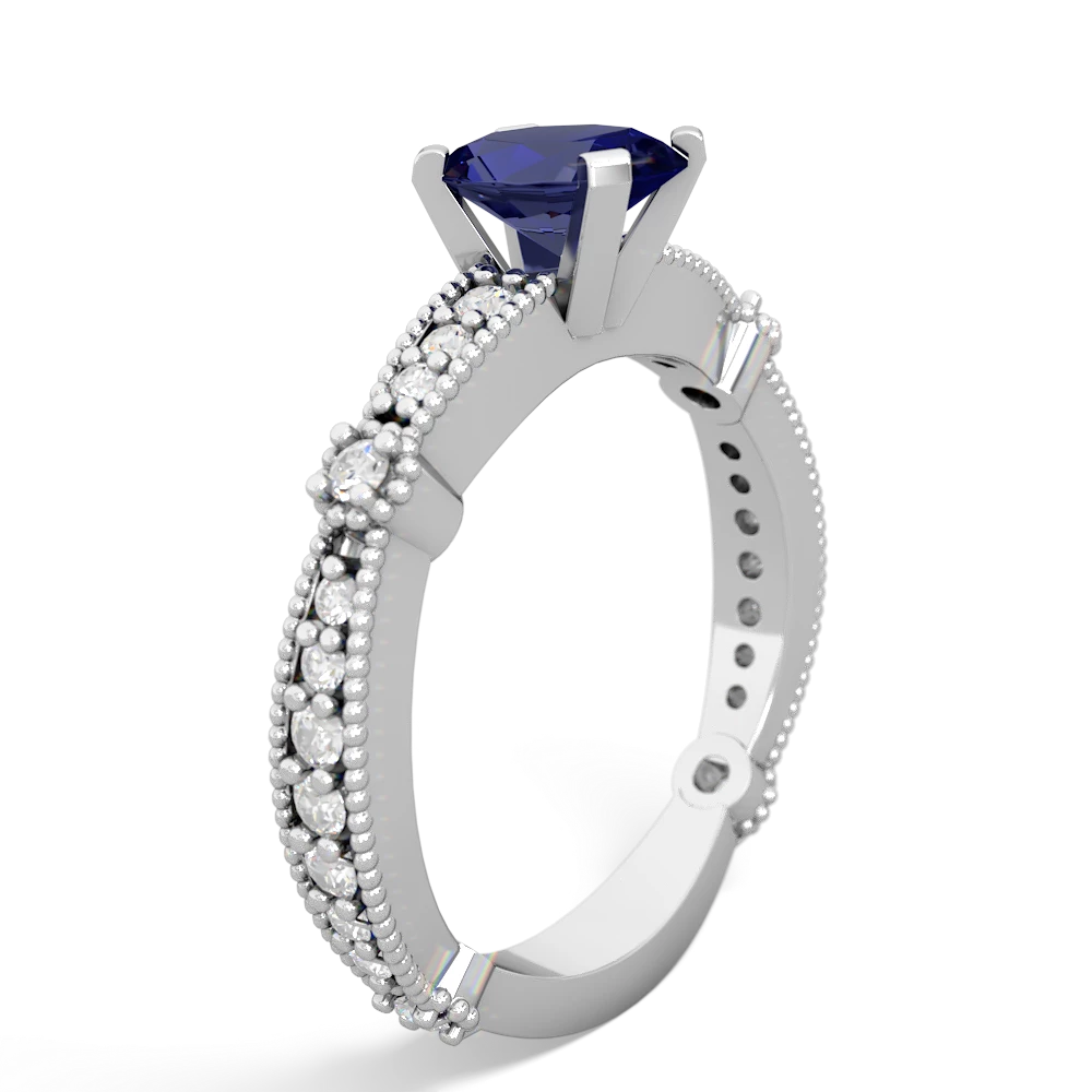 Lab Sapphire Sparkling Tiara 7X5mm Oval 14K White Gold ring R26297VL