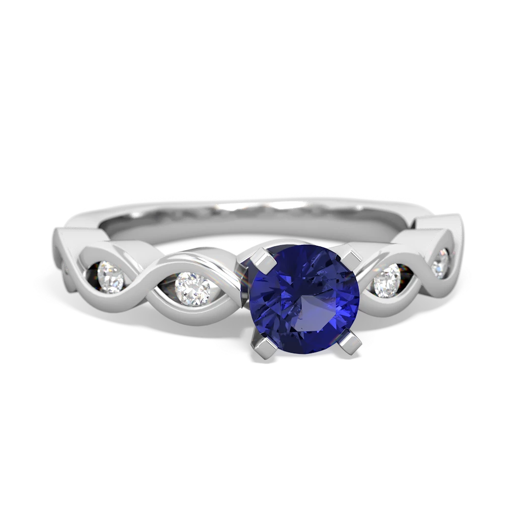 Lab Sapphire Infinity 5Mm Round Engagement 14K White Gold ring R26315RD