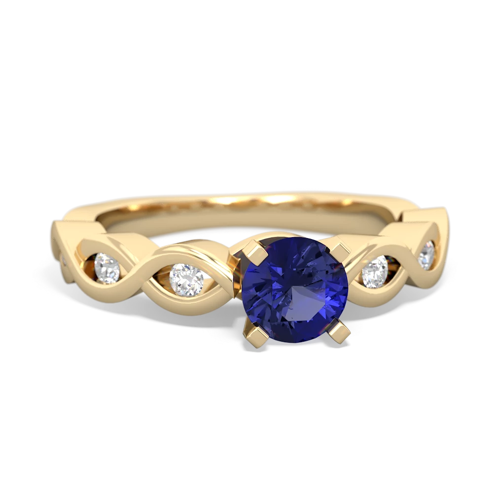 Lab Sapphire Infinity 5Mm Round Engagement 14K Yellow Gold ring R26315RD