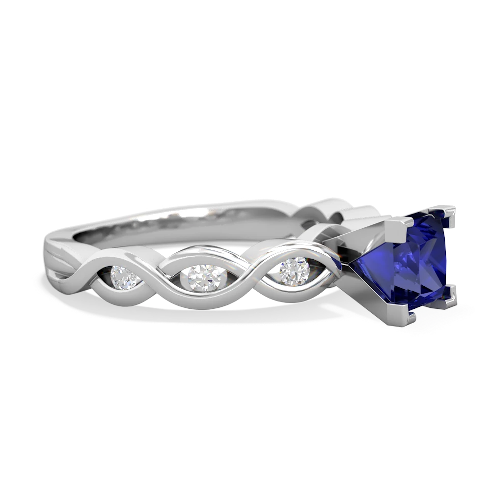 Lab Sapphire Infinity 5Mm Square Engagement 14K White Gold ring R26315SQ