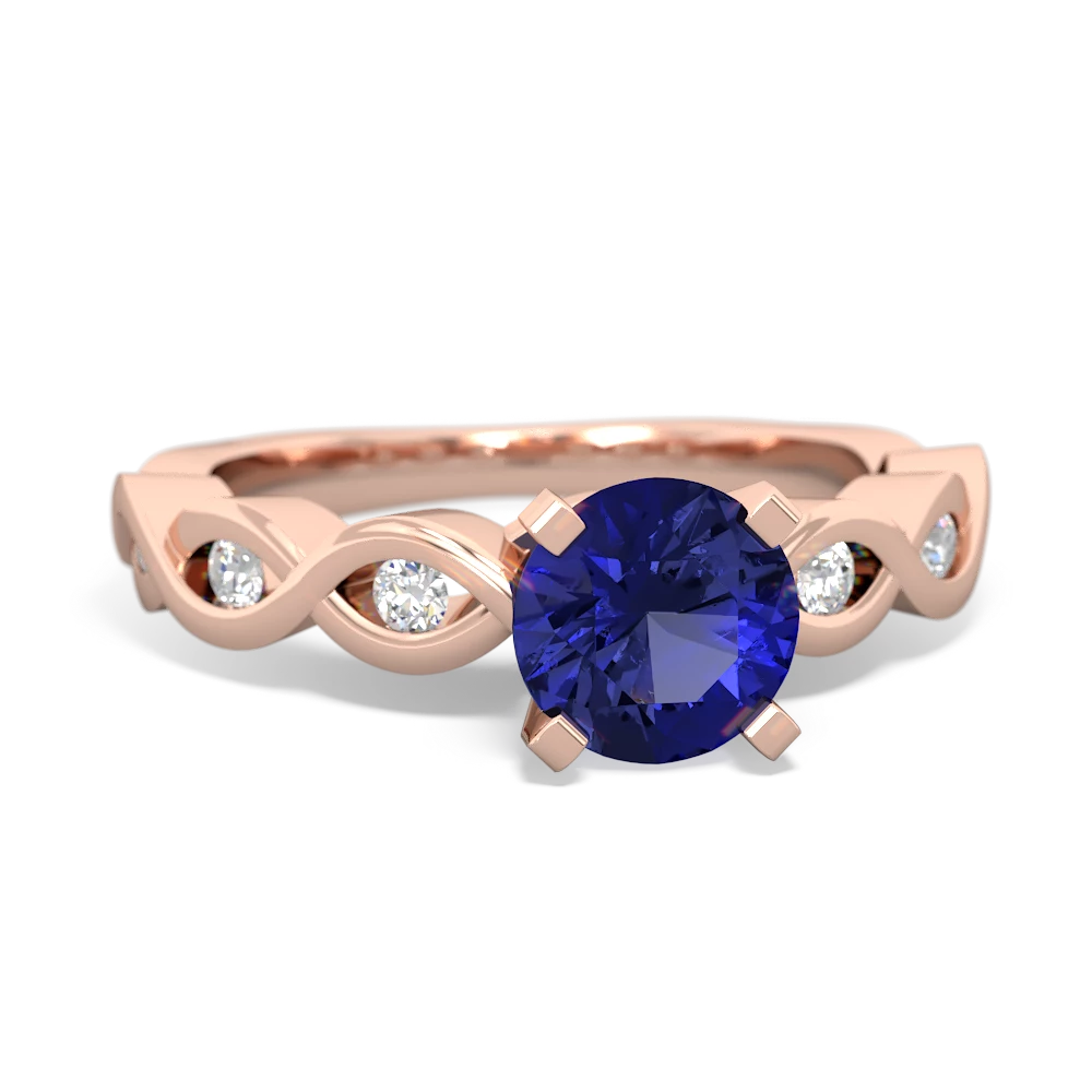 Lab Sapphire Infinity 6Mm Round Engagement 14K Rose Gold ring R26316RD