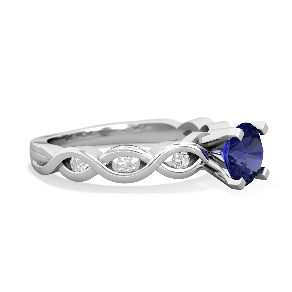 Lab Sapphire Infinity 6Mm Round Engagement 14K White Gold ring R26316RD