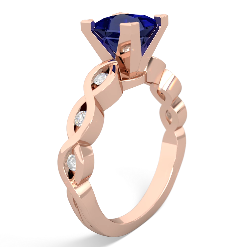 Lab Sapphire Infinity 6Mm Princess Engagement 14K Rose Gold ring R26316SQ