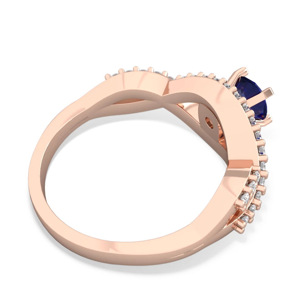 Lab Sapphire Diamond Twist 5Mm Round Engagment  14K Rose Gold ring R26405RD