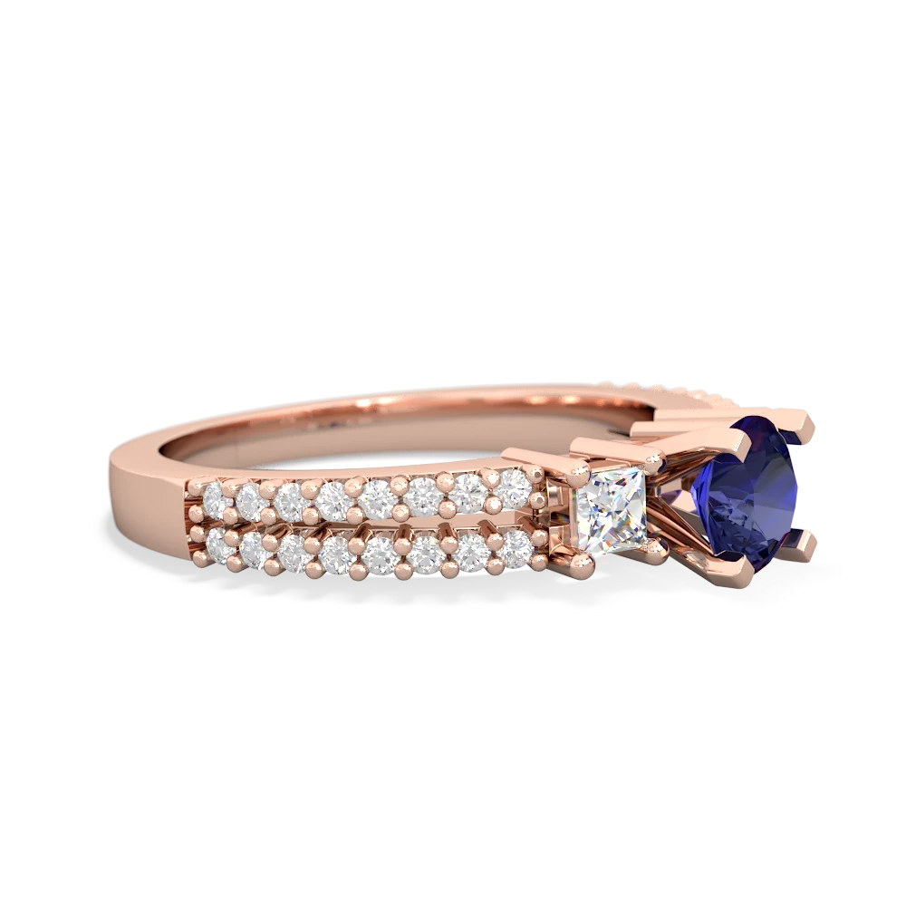 Lab Sapphire Classic 5Mm Round Engagement 14K Rose Gold ring R26435RD