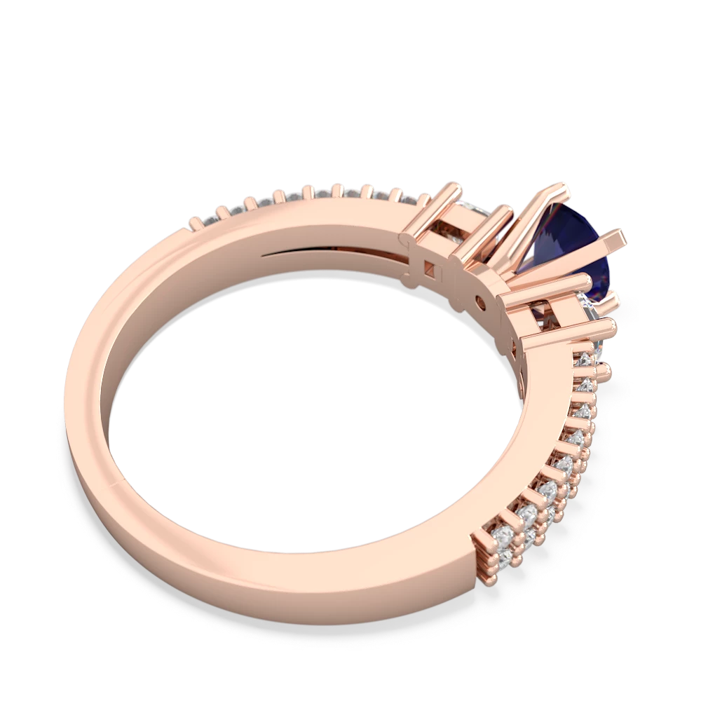 Lab Sapphire Classic 5Mm Round Engagement 14K Rose Gold ring R26435RD
