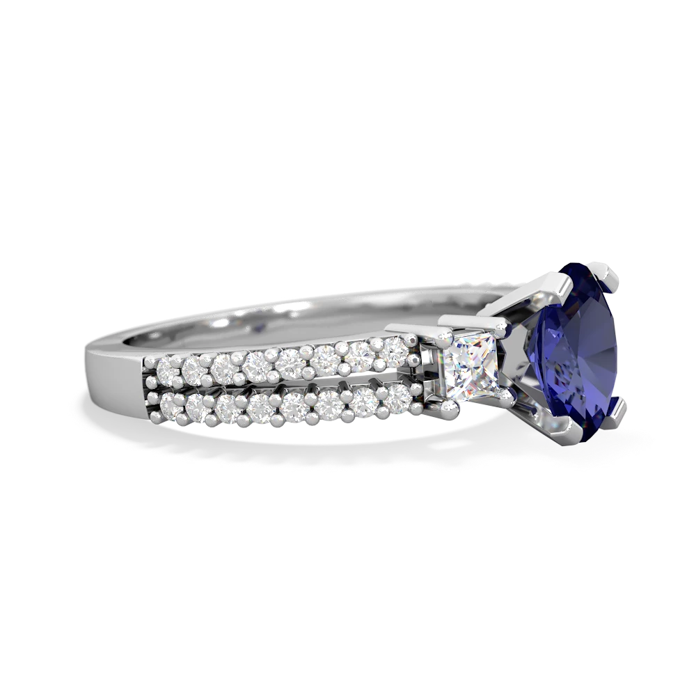 Lab Sapphire Classic 7X5mm Oval Engagement 14K White Gold ring R26437VL
