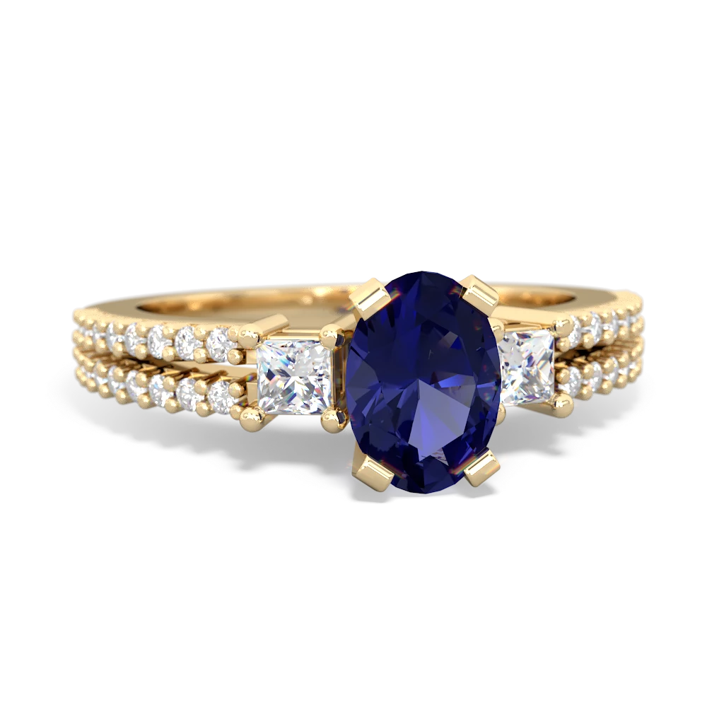 Lab Sapphire Classic 7X5mm Oval Engagement 14K Yellow Gold ring R26437VL