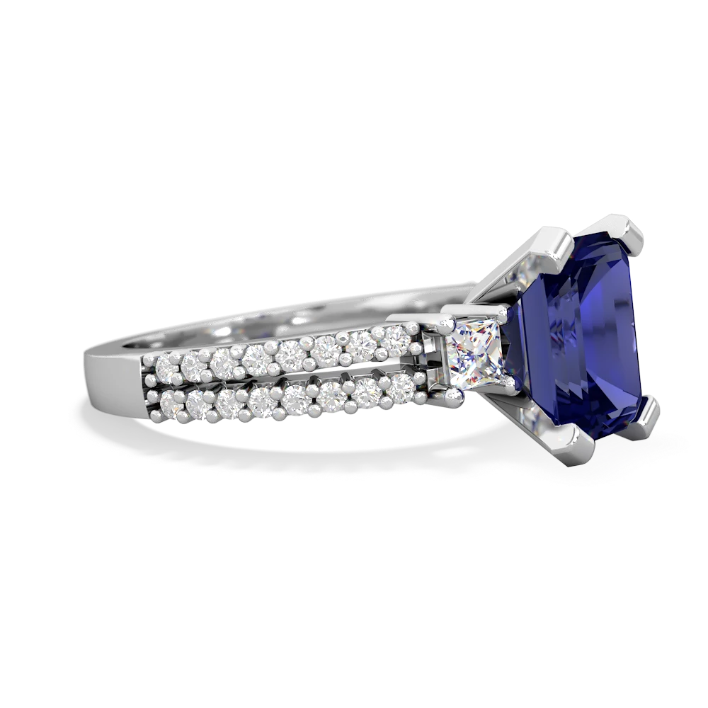 Lab Sapphire Classic 8X6mm Emerald-Cut Engagement 14K White Gold ring R26438EM