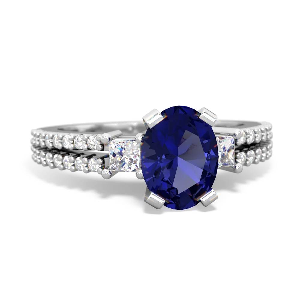 Lab Sapphire Classic 8X6mm Oval Engagement 14K White Gold ring R26438VL
