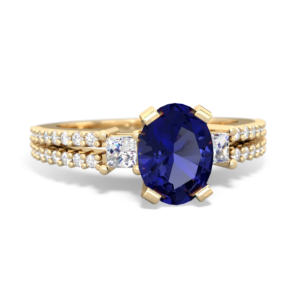 Lab Sapphire Classic 8X6mm Oval Engagement 14K Yellow Gold ring R26438VL