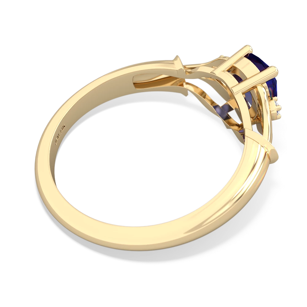 Lab Sapphire Precious Pear 14K Yellow Gold ring R0826