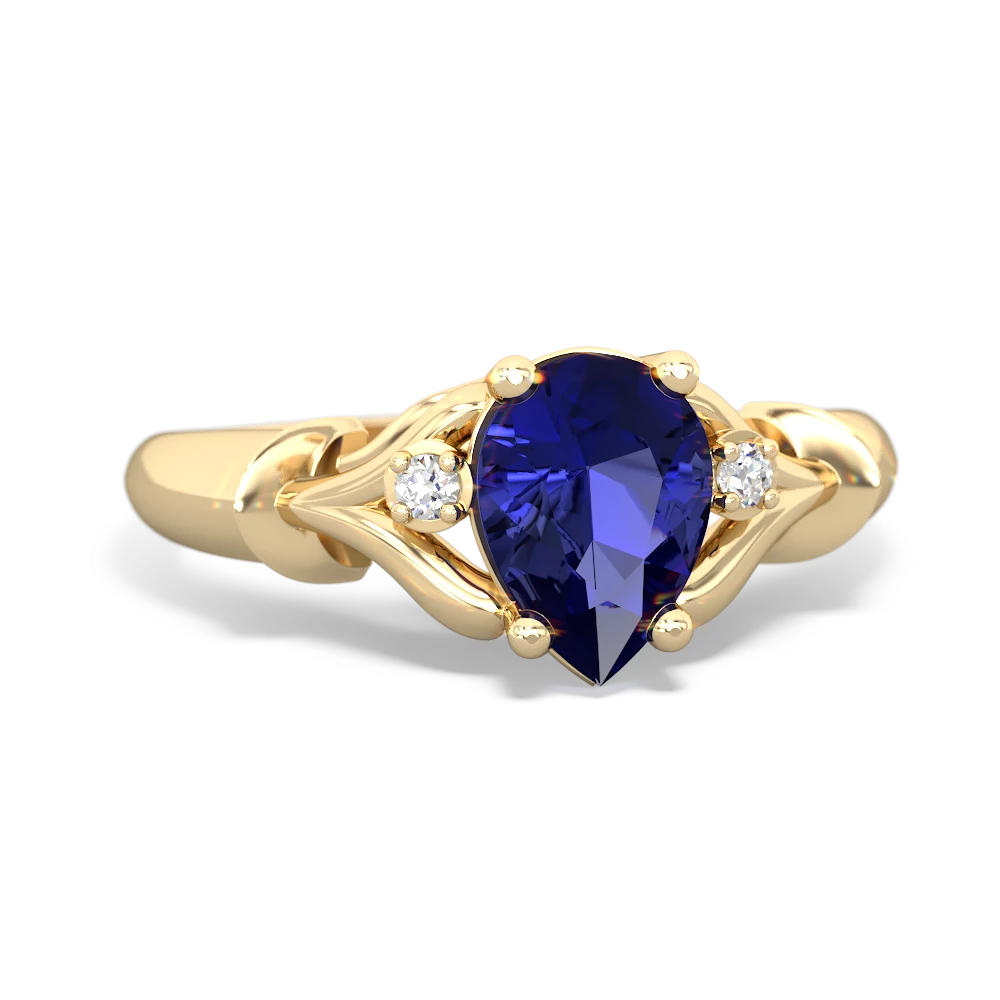 Lab Sapphire Precious Pear 14K Yellow Gold ring R0826