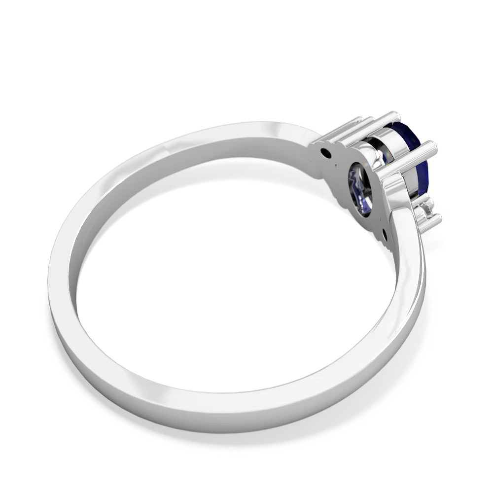 Lab Sapphire Elegant Swirl 14K White Gold ring R2173
