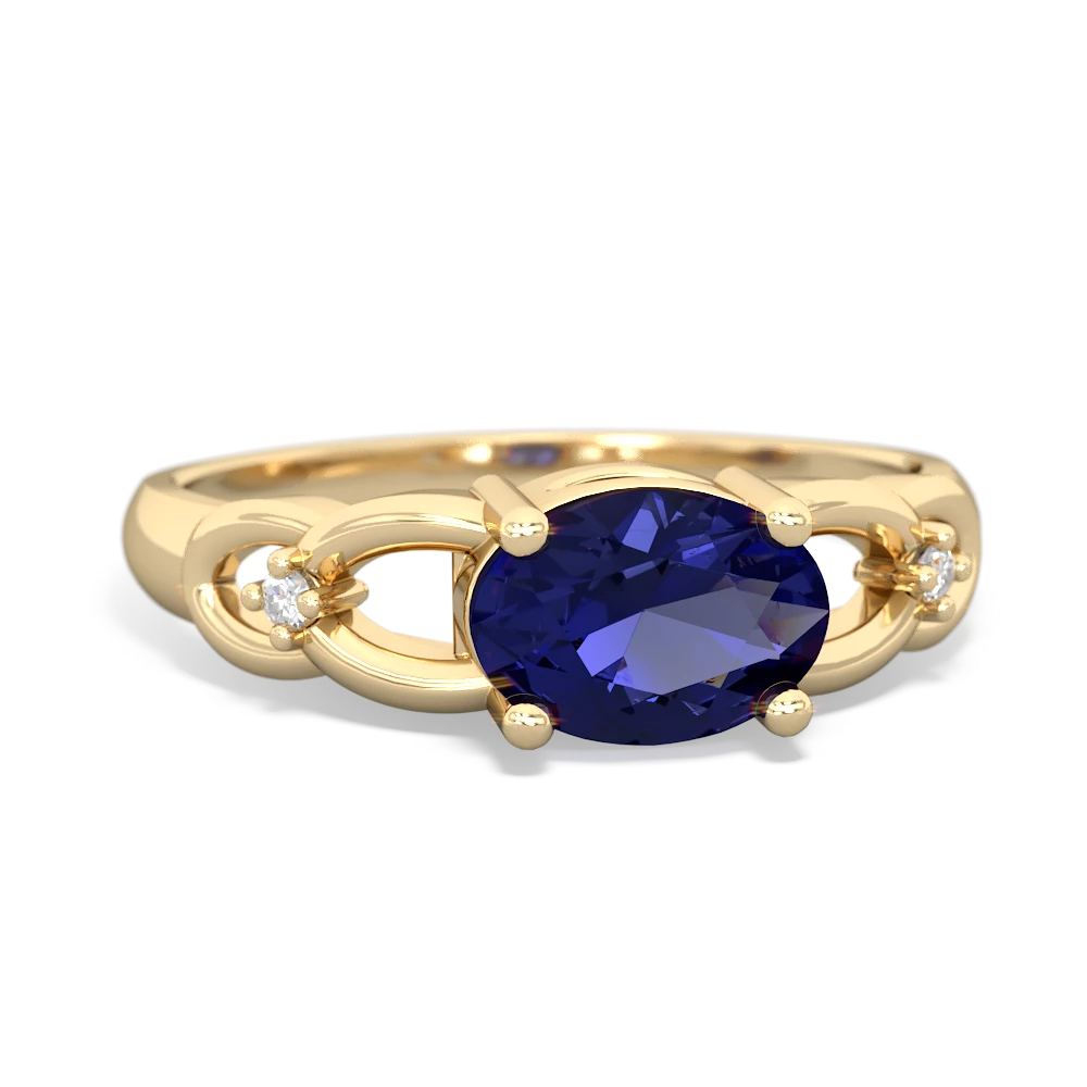 Lab Sapphire Links 14K Yellow Gold ring R4032