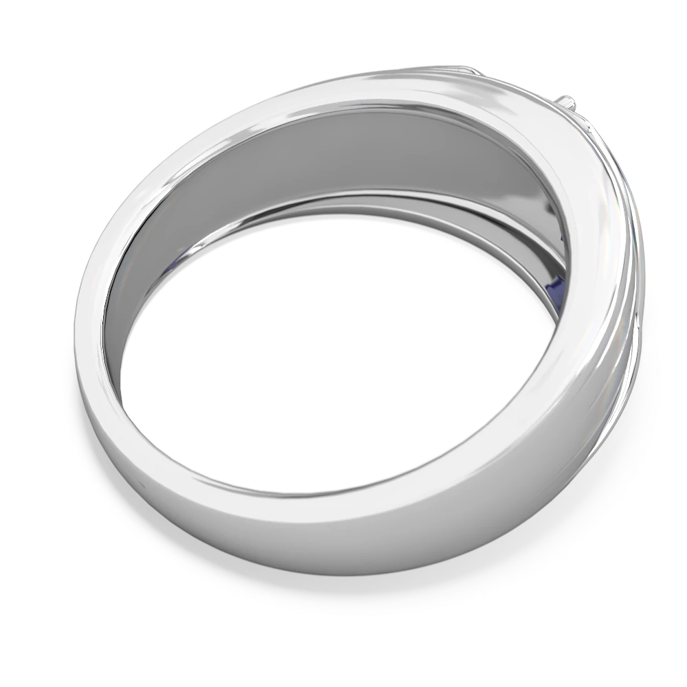 Lab Sapphire Men's Streamline 14K White Gold ring R0460