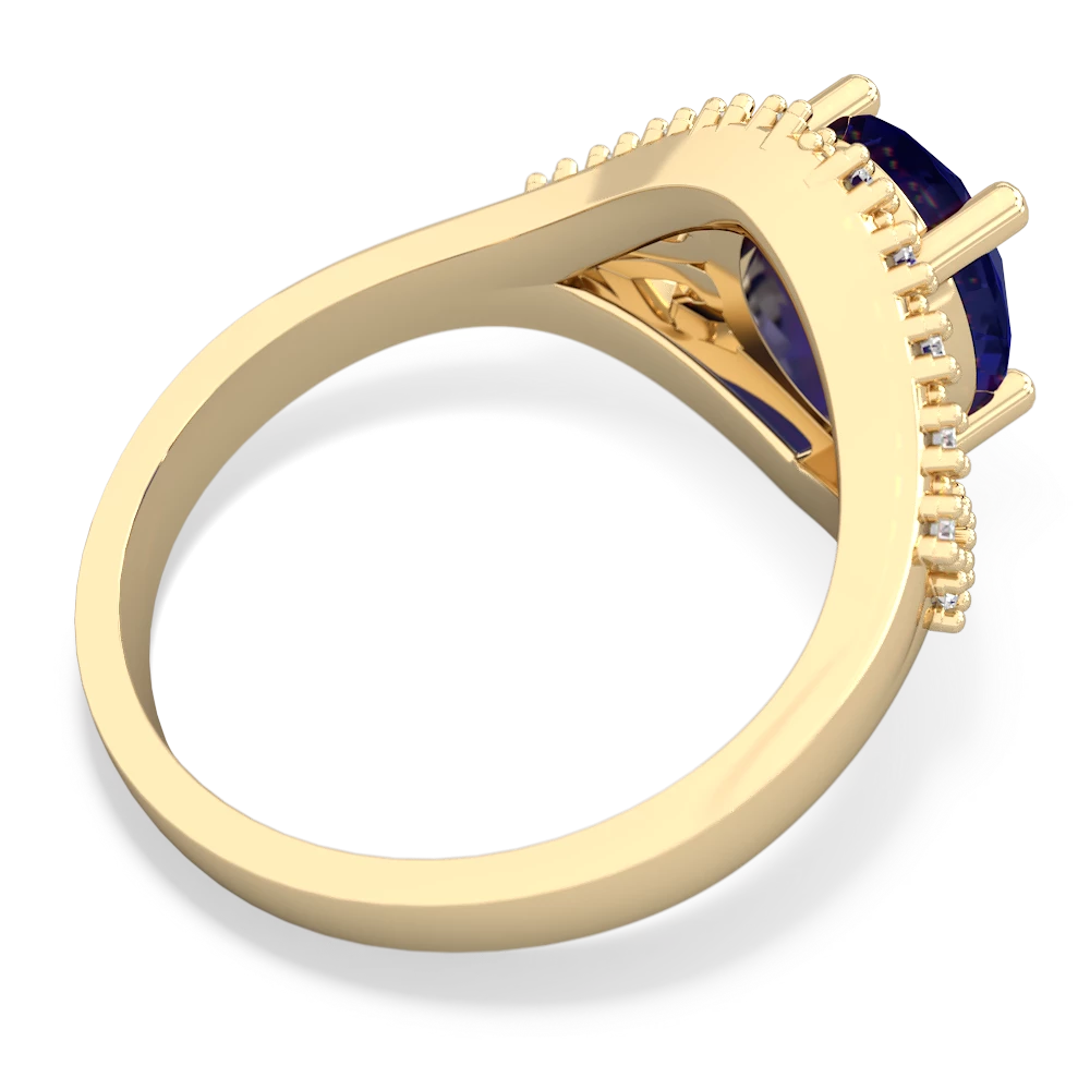 Lab Sapphire Antique Style Cocktail 14K Yellow Gold ring R2564
