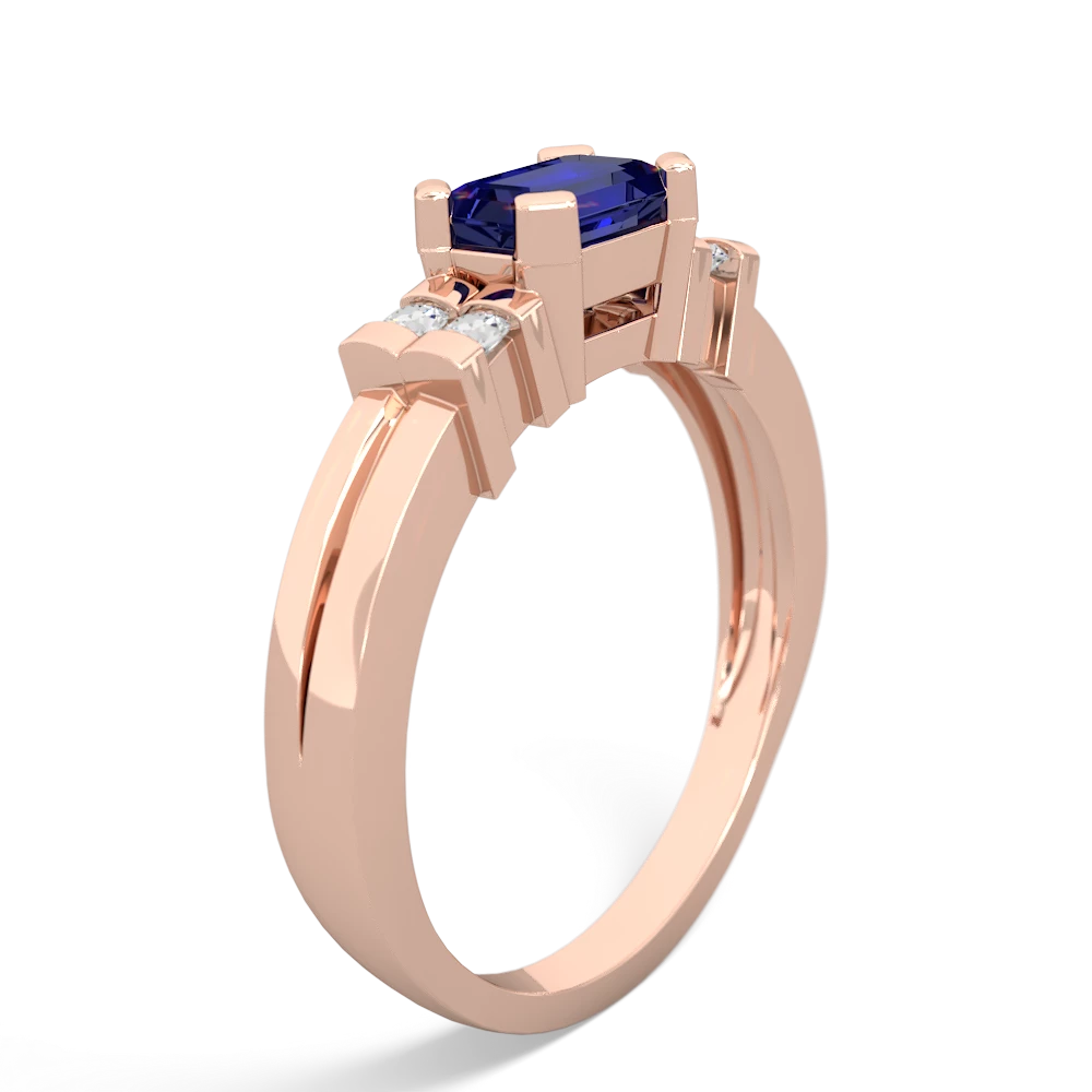 Lab Sapphire Art Deco East-West 14K Rose Gold ring R2590
