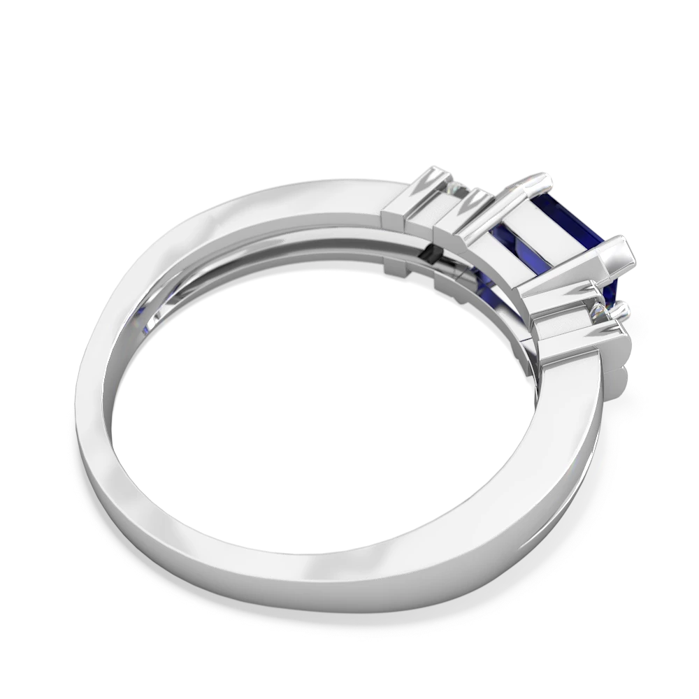 Lab Sapphire Art Deco East-West 14K White Gold ring R2590