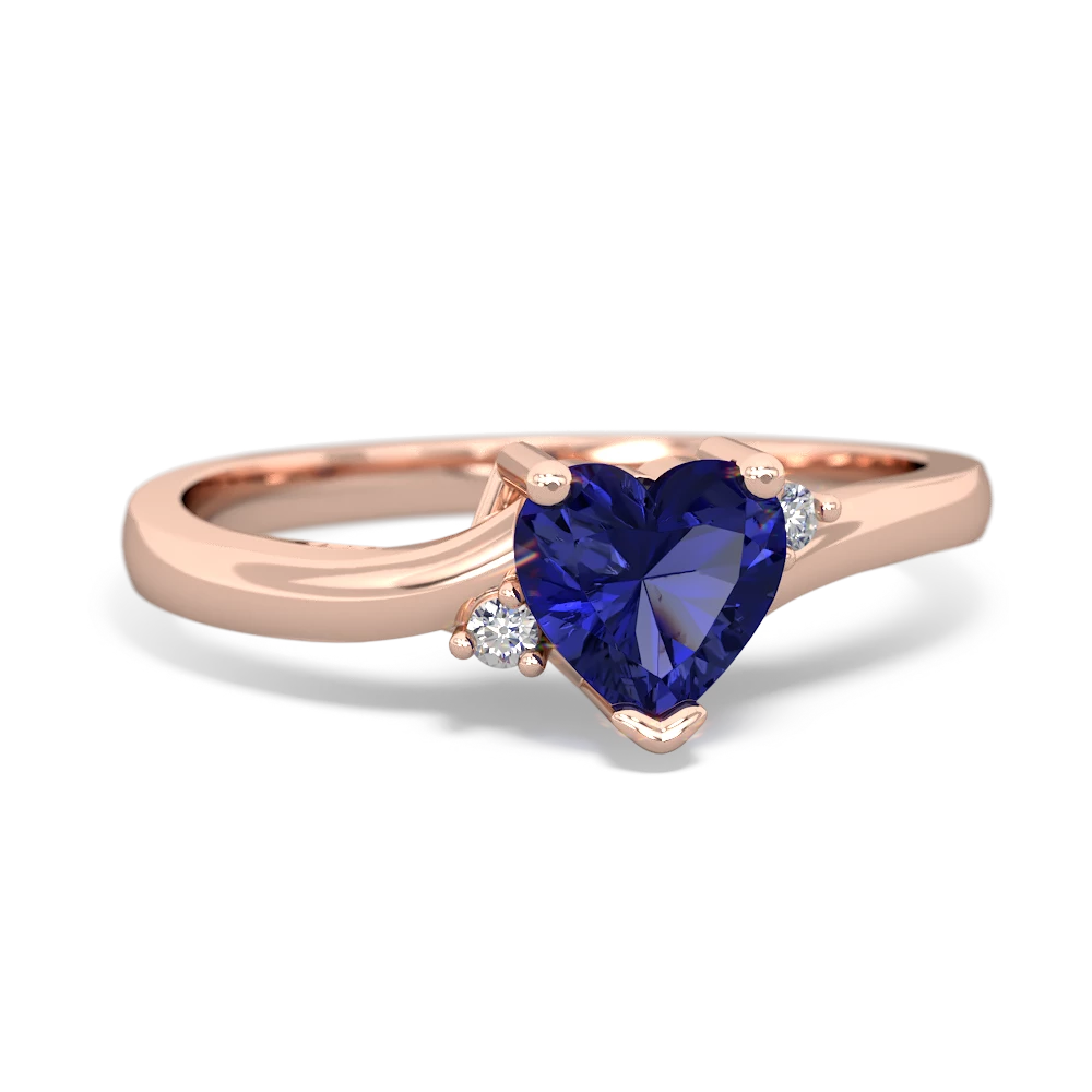 Lab Sapphire Delicate Heart 14K Rose Gold ring R0203