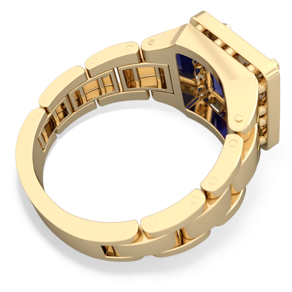 Lab Sapphire Men's Watch 14K Yellow Gold ring R0510