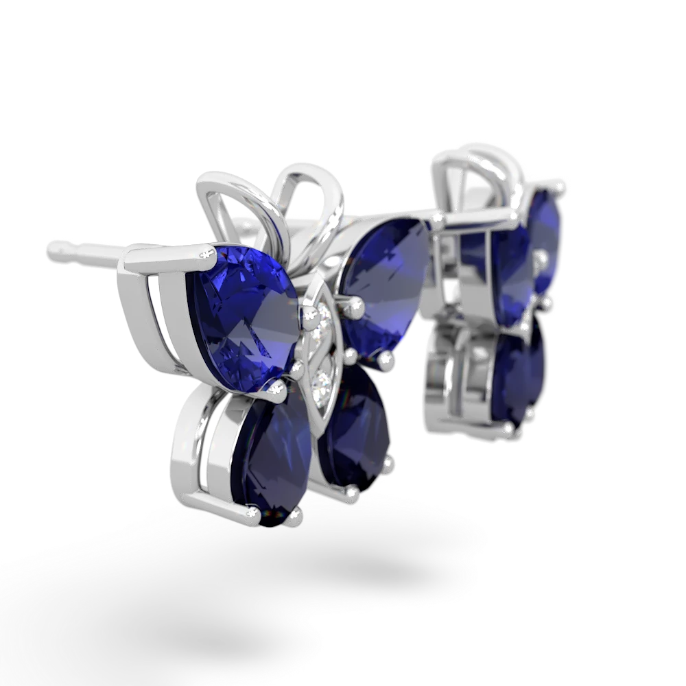 Lab Sapphire Butterfly 14K White Gold earrings E2215