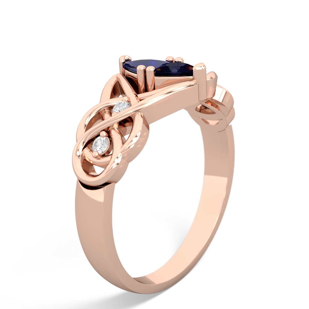 Lab Sapphire Keepsake Celtic Knot 14K Rose Gold ring R5300