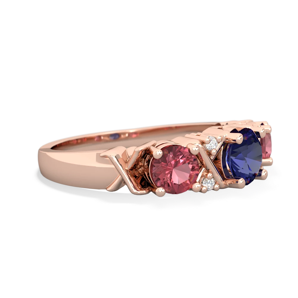 Lab Sapphire Hugs And Kisses 14K Rose Gold ring R5016