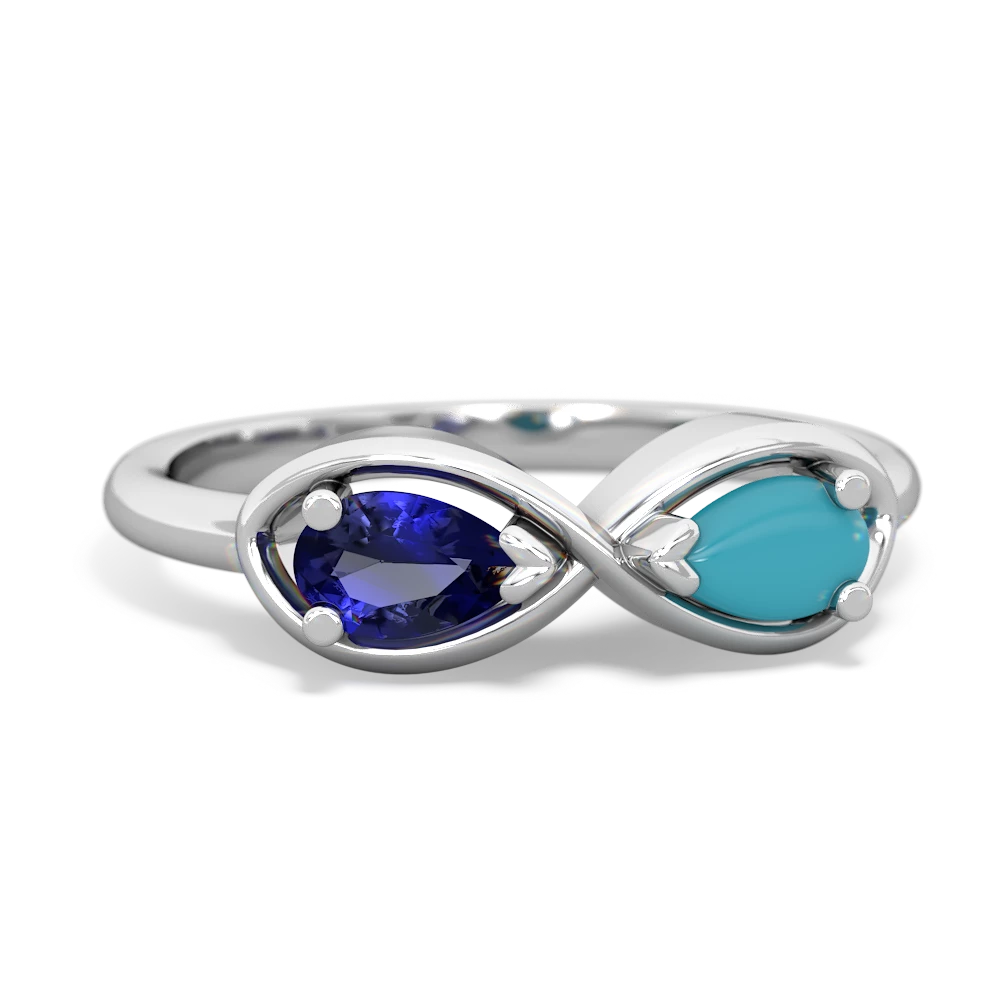 Lab Sapphire Infinity 14K White Gold ring R5050