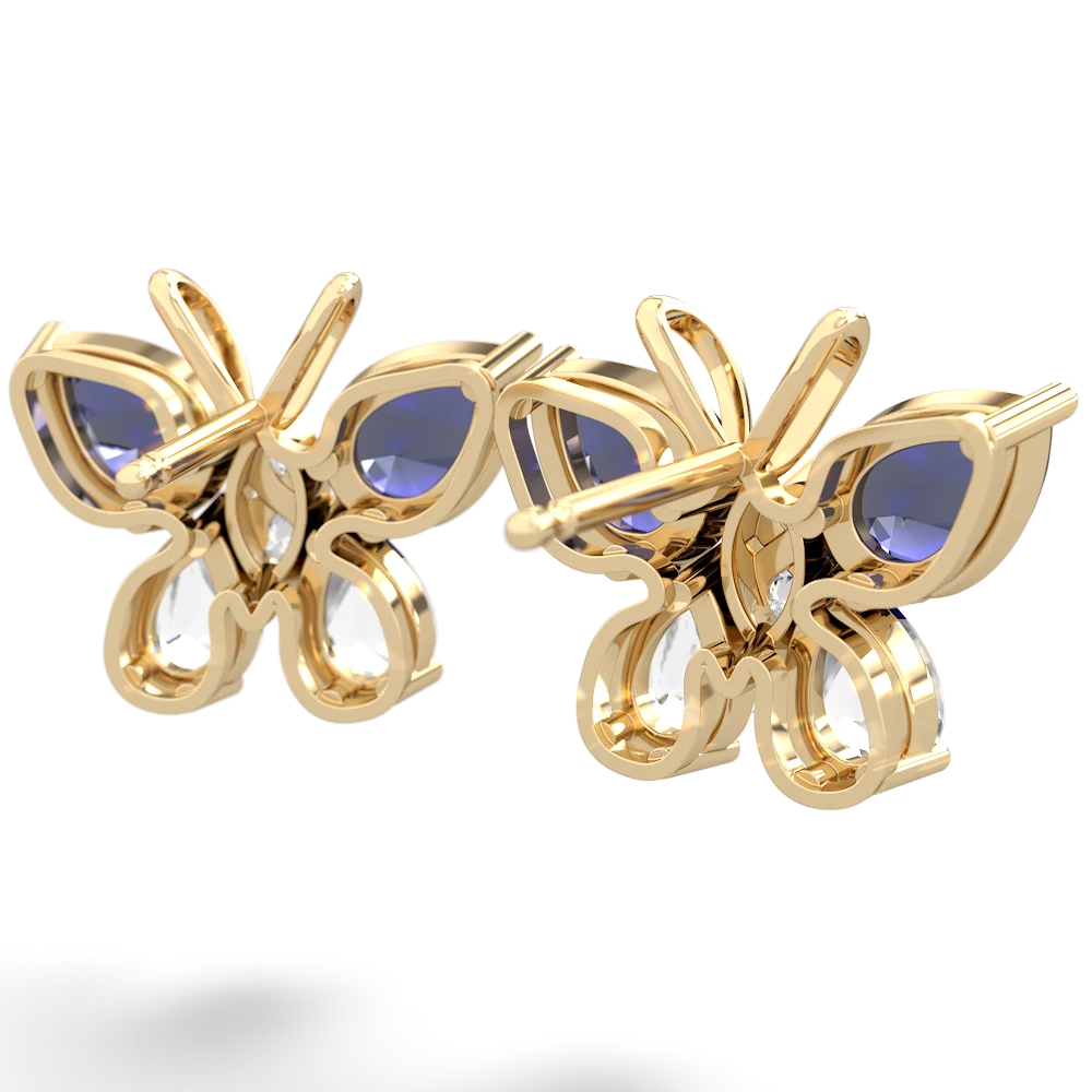 Lab Sapphire Butterfly 14K Yellow Gold earrings E2215